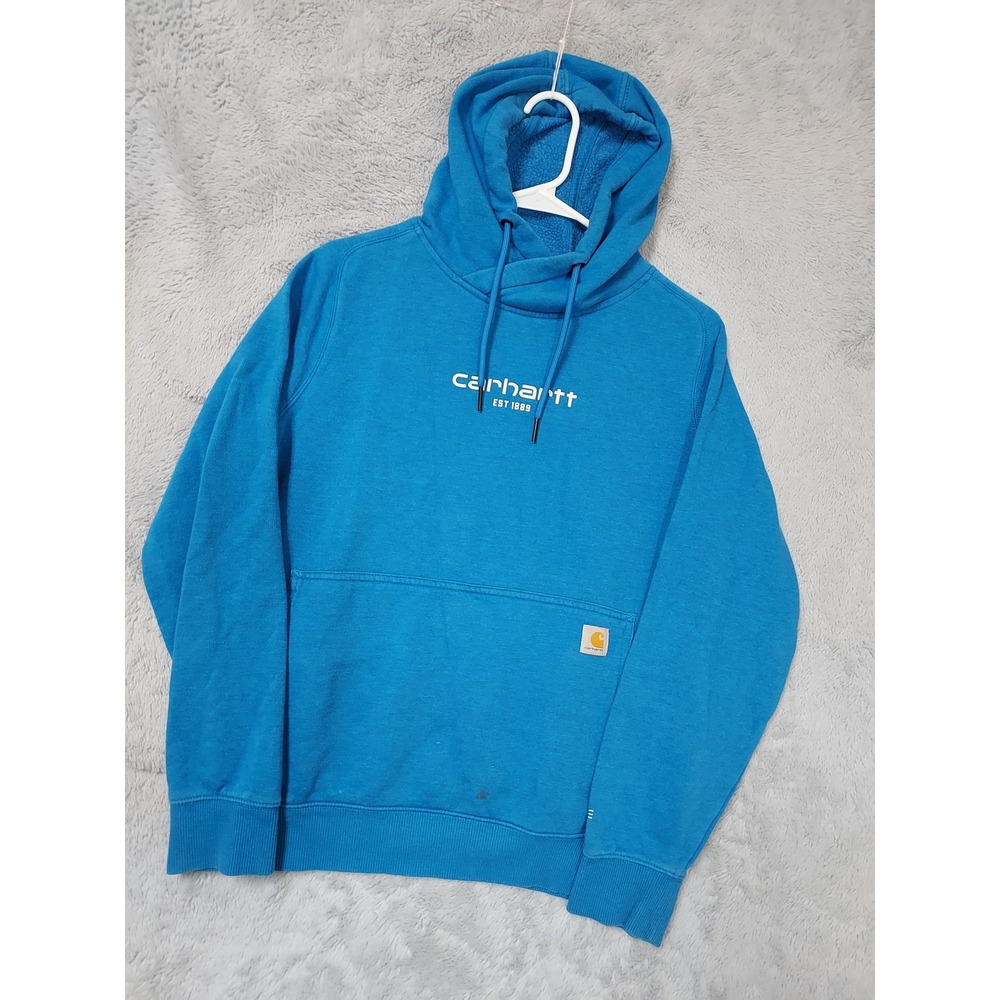 Carhartt Hoodie Boys Size Small 4/6 Force Relaxed Fit Blue Grunge Skater Fleece